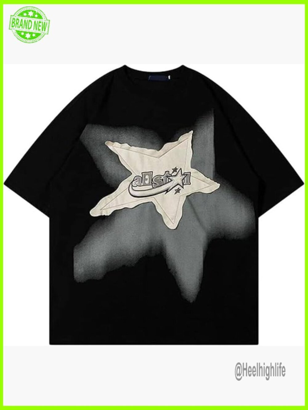Y2K 90s Oversized Star Graphic Tee Unisex Streetwear Grunge Top